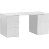 6906 Desk with 3 Drawers & 1 Door in Glass White